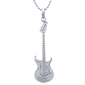 "Jam Session" Sterling Silver Detailed Guitar Pendant