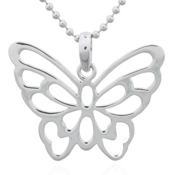 Flat Butterfly Sterling Silver Pendant Open Spaces