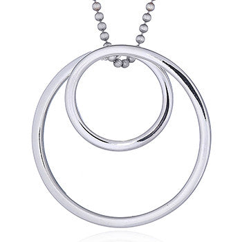Double Open Circle Silver Tube Pendant
