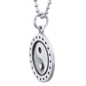 Oxidized Classic Yin Yang With Stars 925 Sterling Silver Pendant
