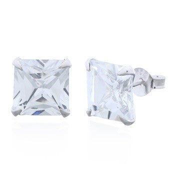 Cubic Zirconia Ear Stud Earrings Sterling Silver Setting