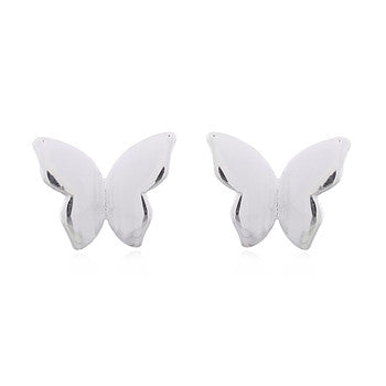 Cute Little Butterfly Plain 925 Silver Stud Earrings