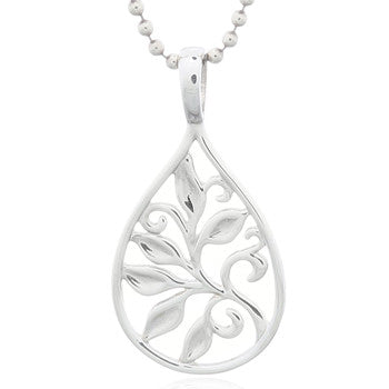 Floral In 925 Silver Teardrop Pendant
