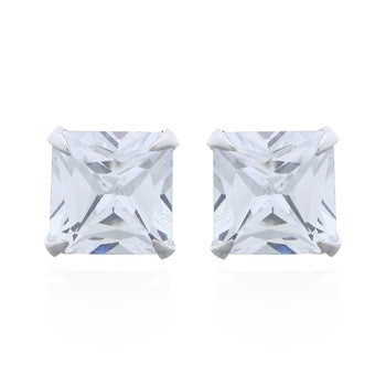 Cubic Zirconia Ear Stud Earrings Sterling Silver Setting