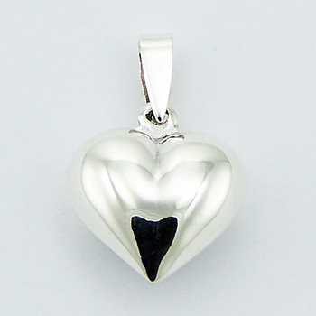 Lovely Puffed Heart Pendant Petite Plain Sterling Silver