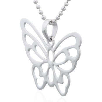 Flat Butterfly Sterling Silver Pendant Open Spaces