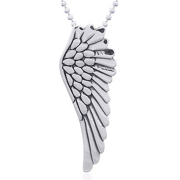 Silver Angel Wing Pendant Hidden Bail