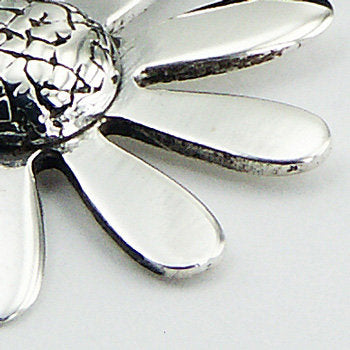 Sterling Silver Daisy Flower Pendant Convexed Fluted Center