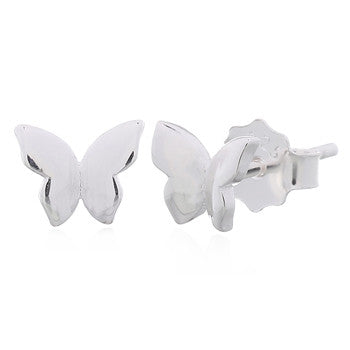 Cute Little Butterfly Plain 925 Silver Stud Earrings