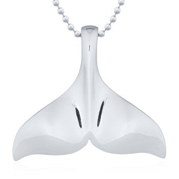 Large Whale Tail 925 Sterling Silver Pendant