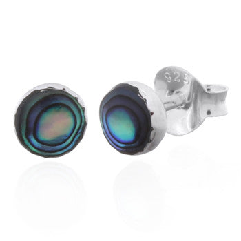 925 Sterling Silver Tiny Abalone Shell Stud Earrings