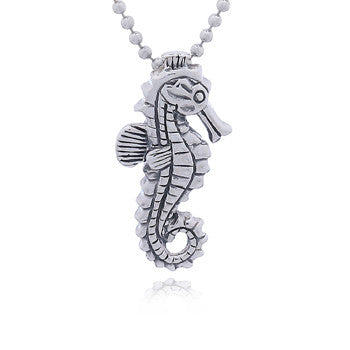 Sterling Silver Seahorse Charm Pendant Ornamented Antiqued