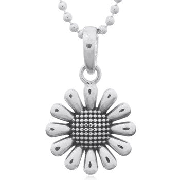 Oxidized Daisy flower 925 Silver Pendant