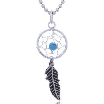 12mm Sterling Silver Reconstituted Stone Dream Catcher Pendant